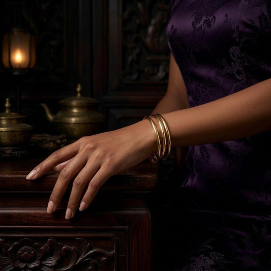 Bracelet jonc marocain lisse en or 14 carats Référence : ILC011
