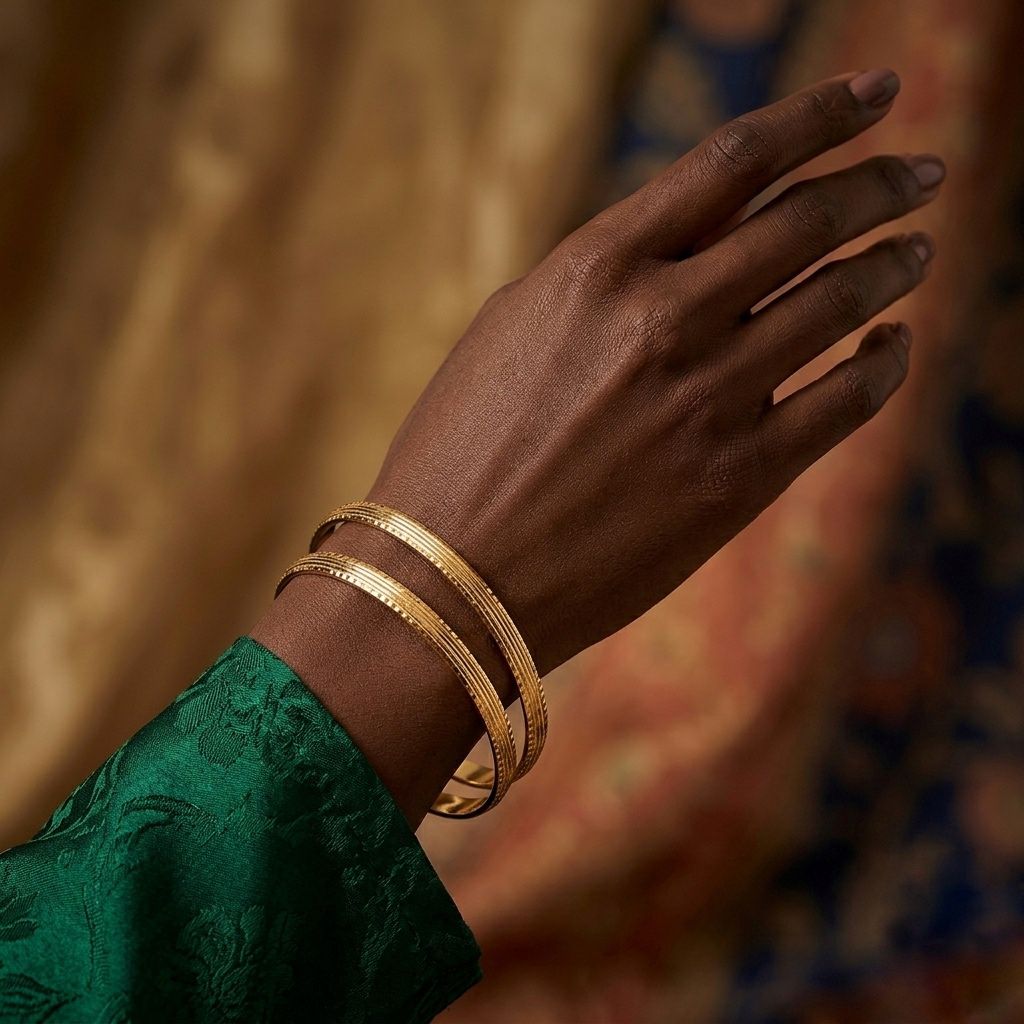 Triple Moroccan Hoop Bracelet with 14K Gold Stripes SKU: ILC19