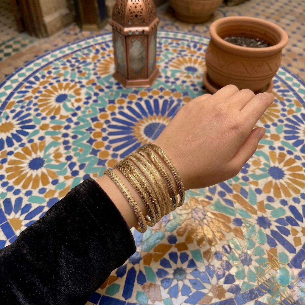 Bracelets marocains (joncs) en or 14 carats et en argent 925