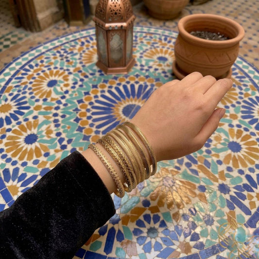 Moroccan bracelets (hoops) in 14k gold and 925 silver