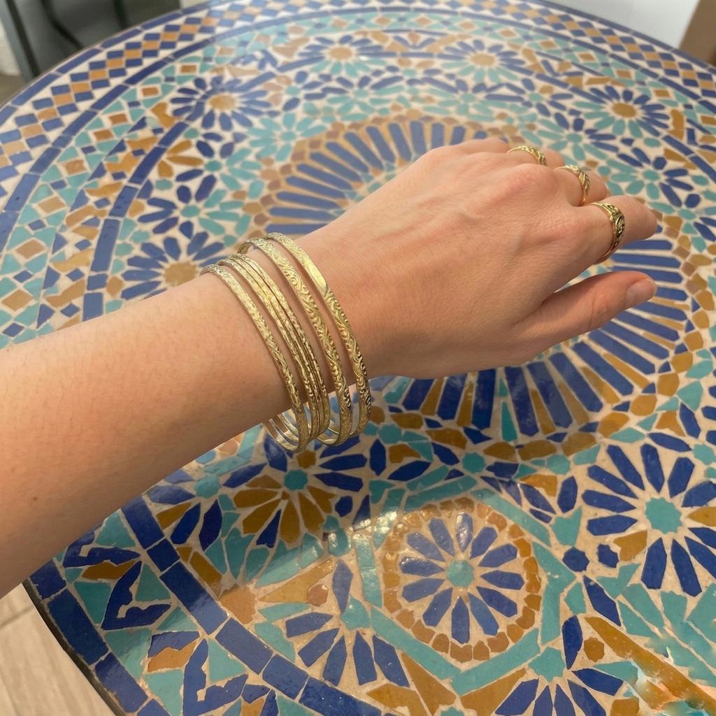Bracelets marocains (joncs) en or 14 carats et en argent 925