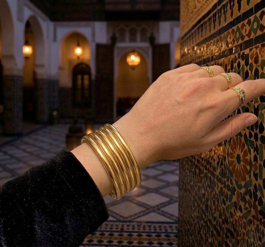 Bracelets marocains (joncs) en or 14 carats et en argent 925