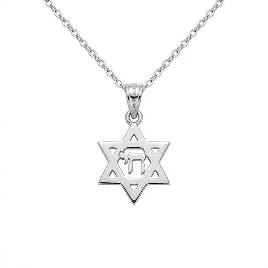 תליון מגן דוד עם חי בעיצוב אישי מזהב צהוב / לבן 14 קראט / ומכסף 925