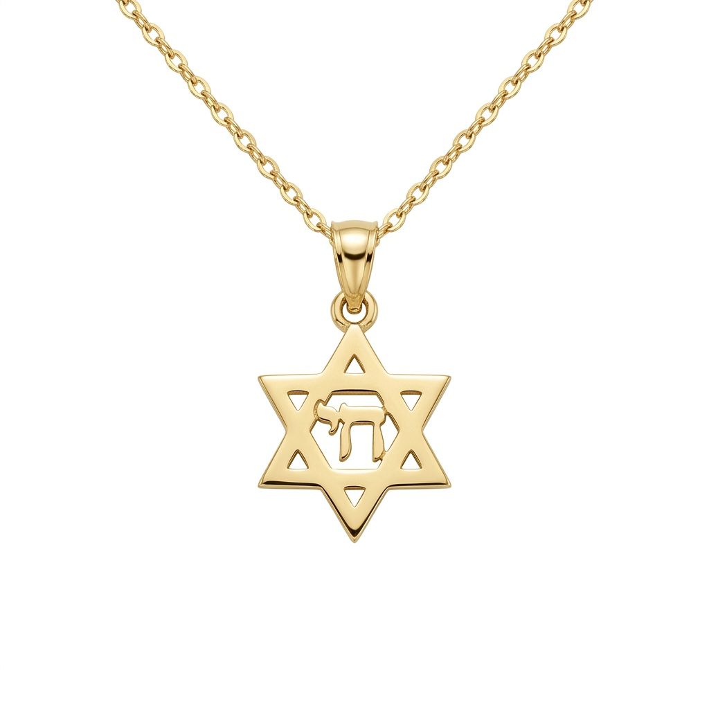 תליון מגן דוד עם חי בעיצוב אישי מזהב צהוב / לבן 14 קראט / ומכסף 925