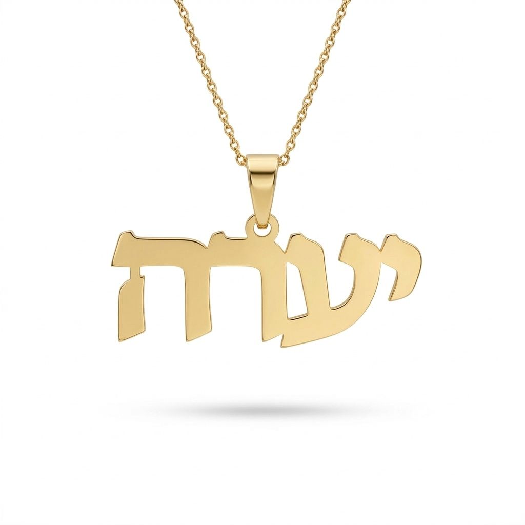 שרשרת שם עברית בעיצוב אישי מזהב צהוב 14 קראט
