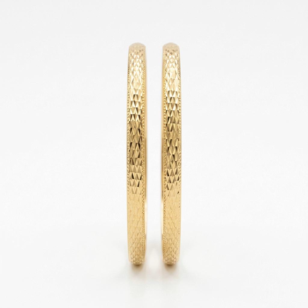 Moroccan Hoop Bracelet with Laser Engraving, 14k Gold, SKU: ILC24