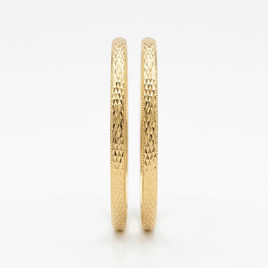 Moroccan Hoop Bracelet with Laser Engraving, 14k Gold, SKU: ILC24