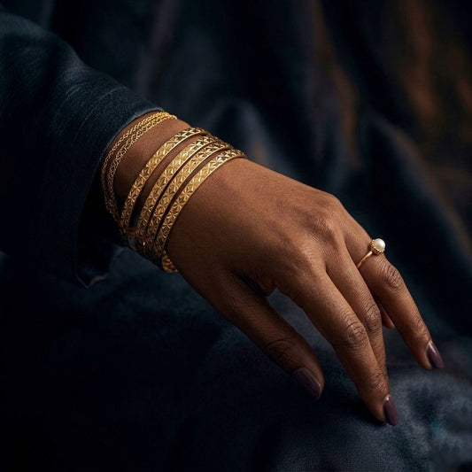 Moroccan hoop bracelet with laser engravings in 14k gold SKU: ILC20