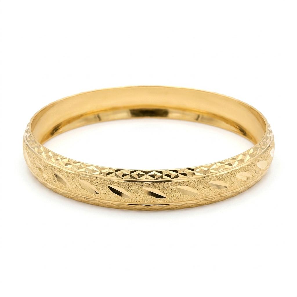 Bracelet créole marocain en or 14 carats avec taille diamant SKU : ILC18