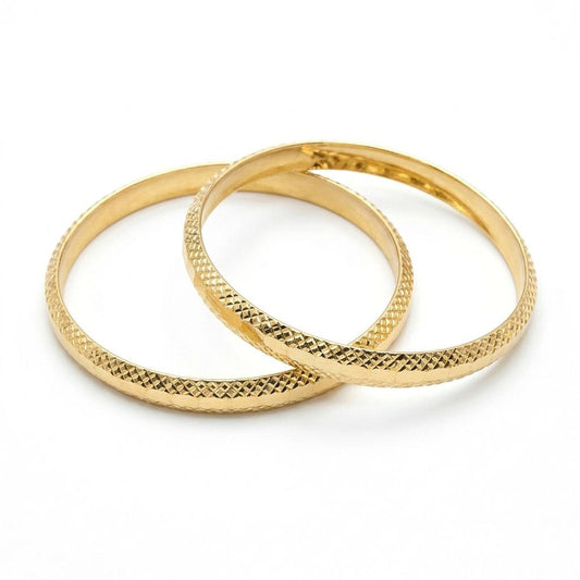 14K Gold Moroccan Hoop Bracelet with Diamond Cut SKU: ILC014