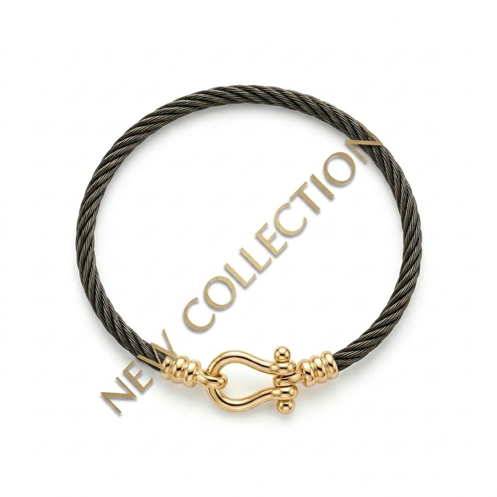 מזהב צהוב / לבן 14 קראט / ומכסף 925 Cable signature ibiza צמיד