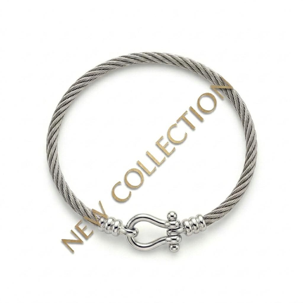 מזהב צהוב / לבן 14 קראט / ומכסף 925 Cable signature ibiza צמיד