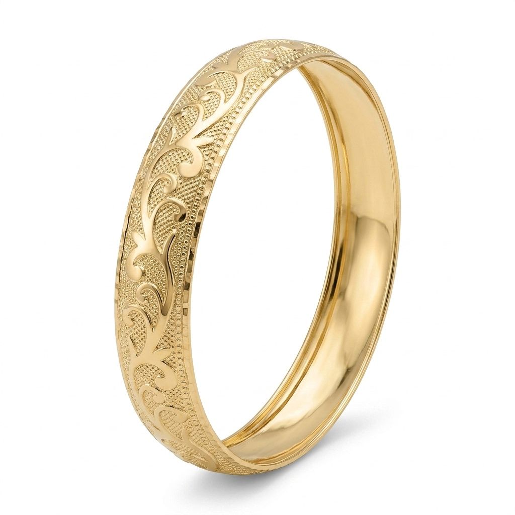 14K Gold Moroccan Hoop Bracelet