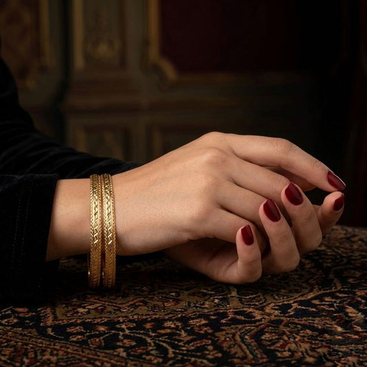 Wide Moroccan hoop bracelet with a hollow laser cut, made of 14K gold